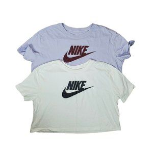 2 x Nike Sportswear Crop Top Short Sleeve Athletic Fitness BV6175 Women L Swoosh